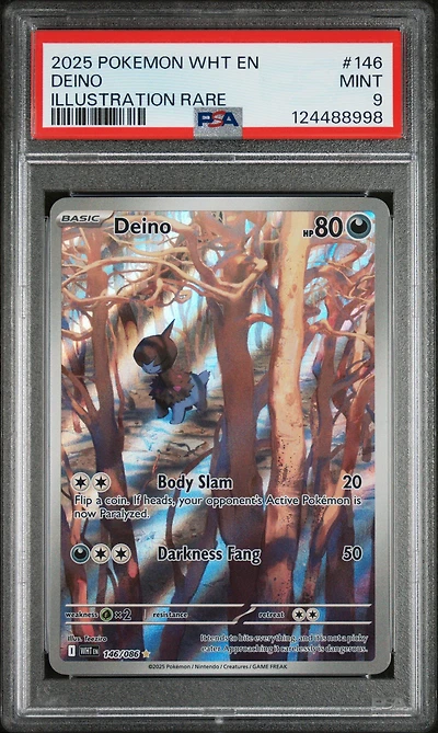 2025 Pokemon Wht En-white Flare 146 Deino Illustration Rare PSA