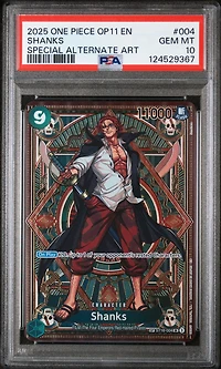 2025 One Piece Op11-a Fist Of Divine Speed 004 Shanks Special Alternate Art PSA 10
