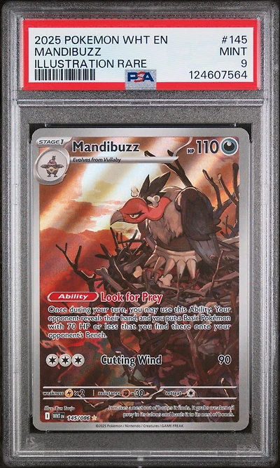 2025 Pokemon Wht En-white Flare 145 Mandibuzz Illustration Rare PSA 9