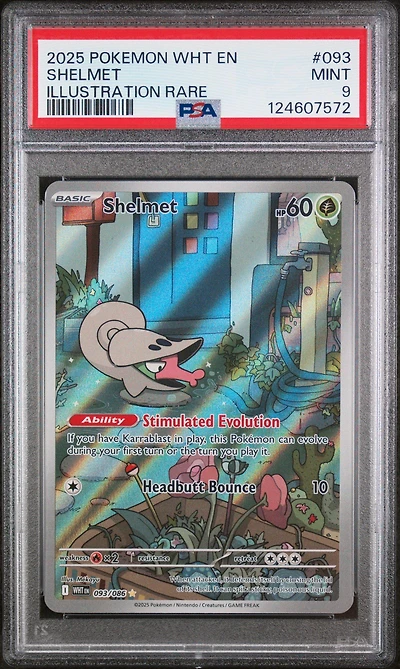 2025 Pokemon Wht En-white Flare 093 Shelmet Illustration Rare PSA 9