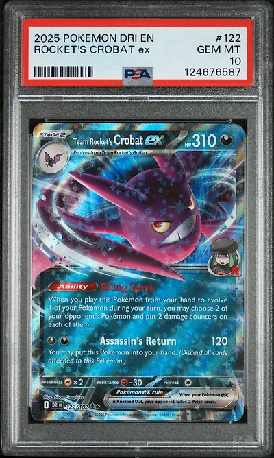2025 Pokemon Dri En-destined Rivals 122 Team Rocket's Crobat Ex PSA 10