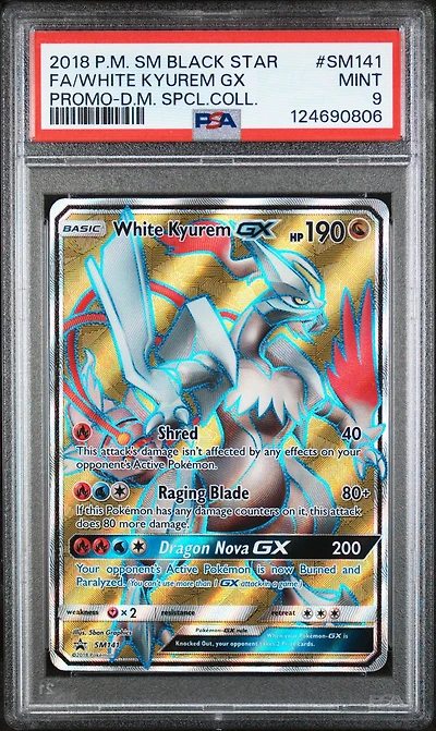2018 Pokemon Sm Black Star Promo Sm141 Full Art/white Kyurem Gx Dragon Majesty Special Collection PSA