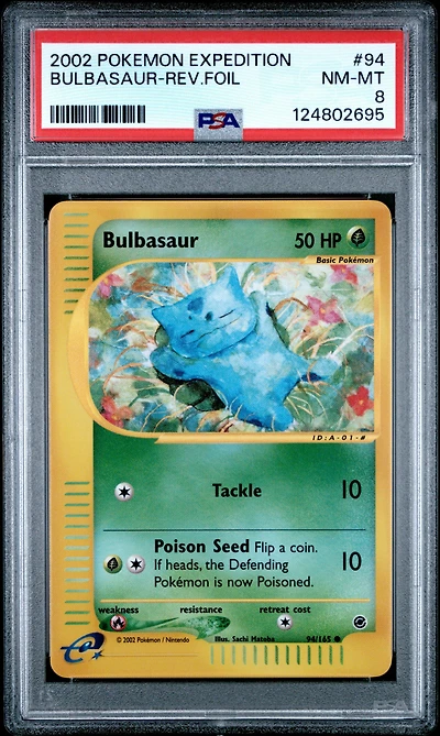 2002 Pokemon Expedition 94 Bulbasaur-reverse Foil PSA 8