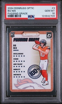 2024 Panini Donruss Optic Passing Grade 3 Bo Nix PSA 10