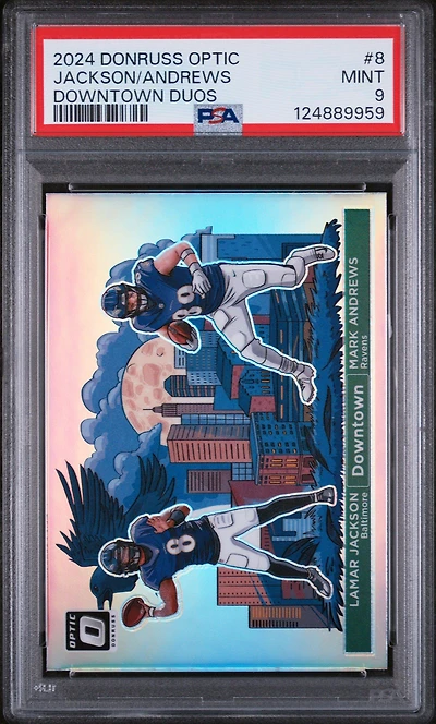 2024 Panini Donruss Optic Downtown Duos 8 Lamar Jackson/mark Andrews PSA 9