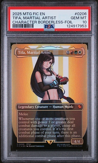2025 Magic The Gathering Final Fantasy Commander 0206 Tifa, Martial Artist Character Borderless-foil PSA 10