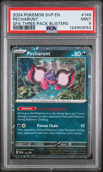 2024 Pokemon Svp En-sv Black Star Promo 149 Pecharunt Shrouded Fable Three Pack Blisters PSA