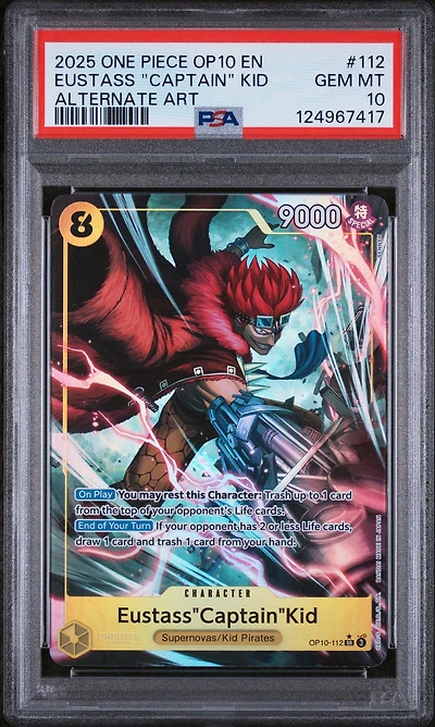 2025 One Piece Op10-royal Blood 112 Eustass "captain" Kid Alternate Art PSA 10