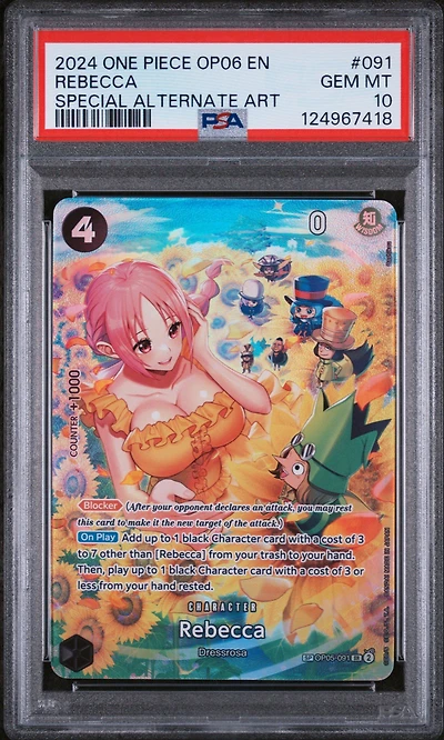2024 One Piece Op06-wings Of The Captain 091 Rebecca Special Alternate Art PSA 10