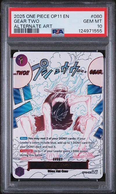 2025 One Piece Op11-a Fist Of Divine Speed 080 Gear Two Alternate Art PSA