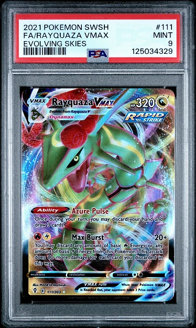 2021 Pokemon Sword & Shield Evolving Skies 111 Full Art/rayquaza Vmax PSA