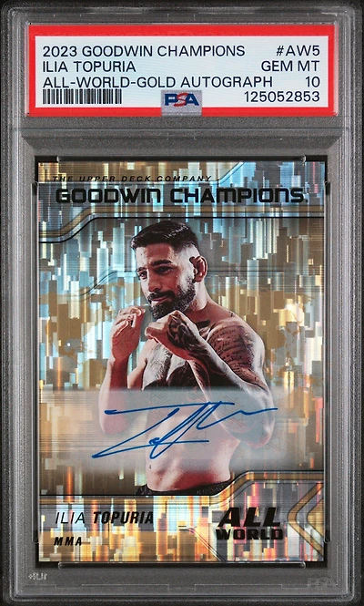 2023 Upper Deck Goodwin Champions All-world Aw5 Ilia Topuria Gold Autograph PSA 10