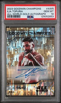 2023 Upper Deck Goodwin Champions All-world Aw5 Ilia Topuria Gold Autograph PSA 10