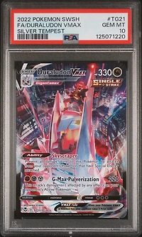 2022 Pokemon Sword & Shield Silver Tempest Tg21 Full Art/duraludon Vmax PSA 10