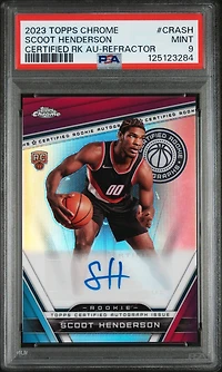 2023 Topps Chrome Certified Rookie Autographs Crash Scoot Henderson Refractor PSA 9