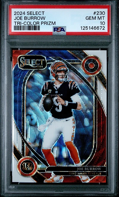 2024 Panini Select 230 Joe Burrow Tri-color Prizm PSA 10