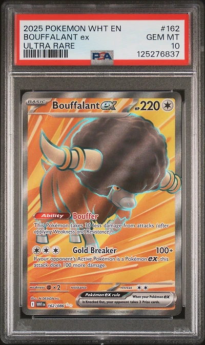 2025 Pokemon Wht En-white Flare 162 Bouffalant Ex Ultra Rare PSA