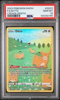2023 Pokemon Sword And Shield Crown Zenith Gg22 Full Art/ditto PSA 10