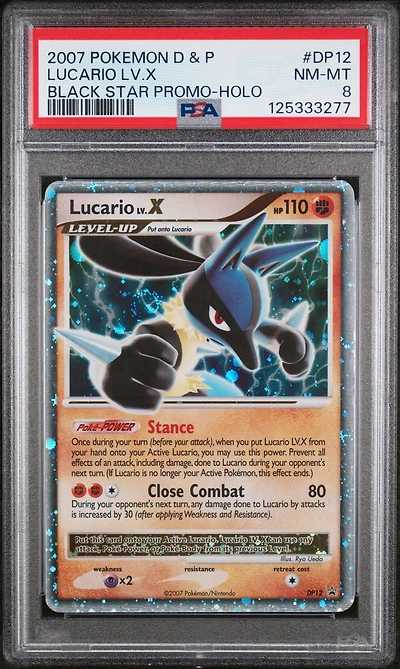 2007 Pokemon Diamond & Pearl Black Star Promo Dp12 Lucario Lv.x Holo PSA 8