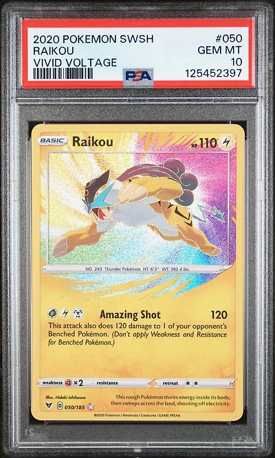 2020 Pokemon Sword & Shield Vivid Voltage 050 Raikou PSA