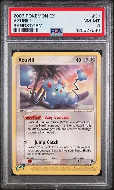2003 Pokemon Ex Sandstorm 31 Azurill PSA 8