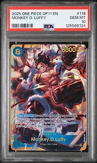 2025 One Piece Op11-a Fist Of Divine Speed 118 Monkey D. Luffy PSA 10