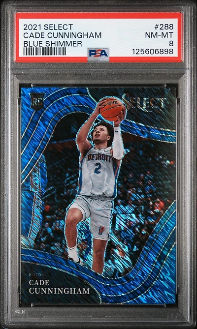 2021 Panini Select 288 Cade Cunningham Blue Shimmer PSA 8