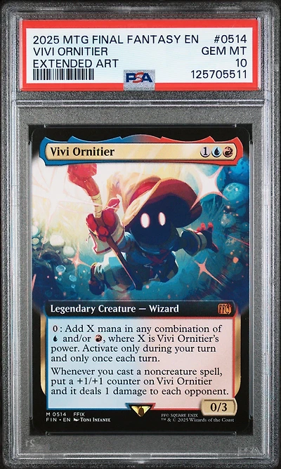 2025 Magic The Gathering Final Fantasy 0514 Vivi Ornitier Extended Art PSA 10