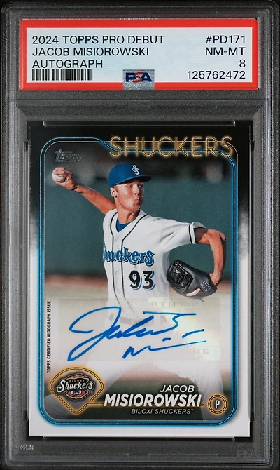 2024 Topps Pro Debut Pd171 Jacob Misiorowski Autograph PSA 8