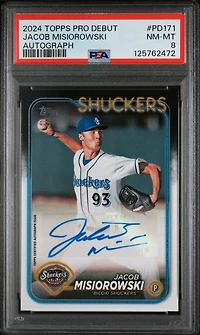 2024 Topps Pro Debut Pd171 Jacob Misiorowski Autograph PSA 8