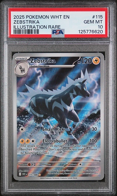 2025 Pokemon Wht En-white Flare 115 Zebstrika Illustration Rare PSA 10