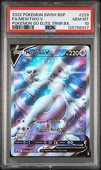 2022 Pokemon Swsh Black Star Promo 229 Full Art/mewtwo V Pokemon Go Elite Trainer Box PSA