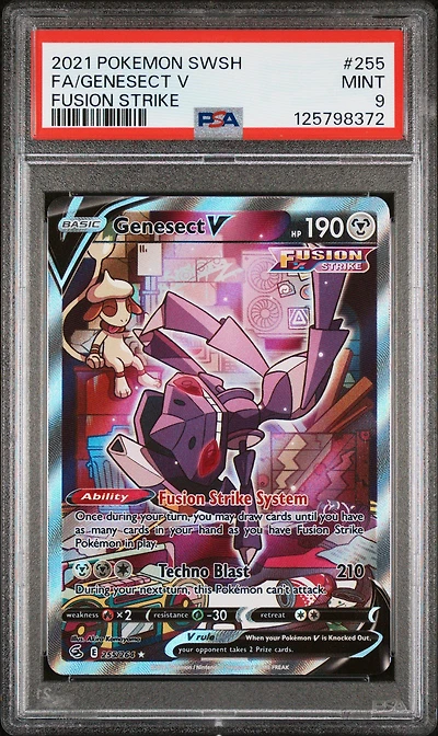2021 Pokemon Sword & Shield Fusion Strike 255 Full Art/genesect V PSA