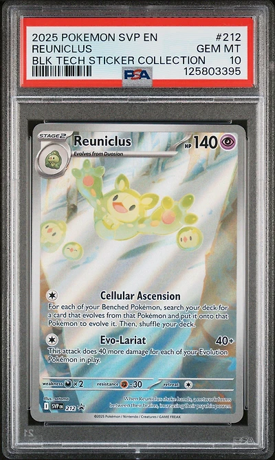 2025 Pokemon Svp En-sv Black Star Promo 212 Reuniclus Black Bolt Tech Sticker Collection PSA 10
