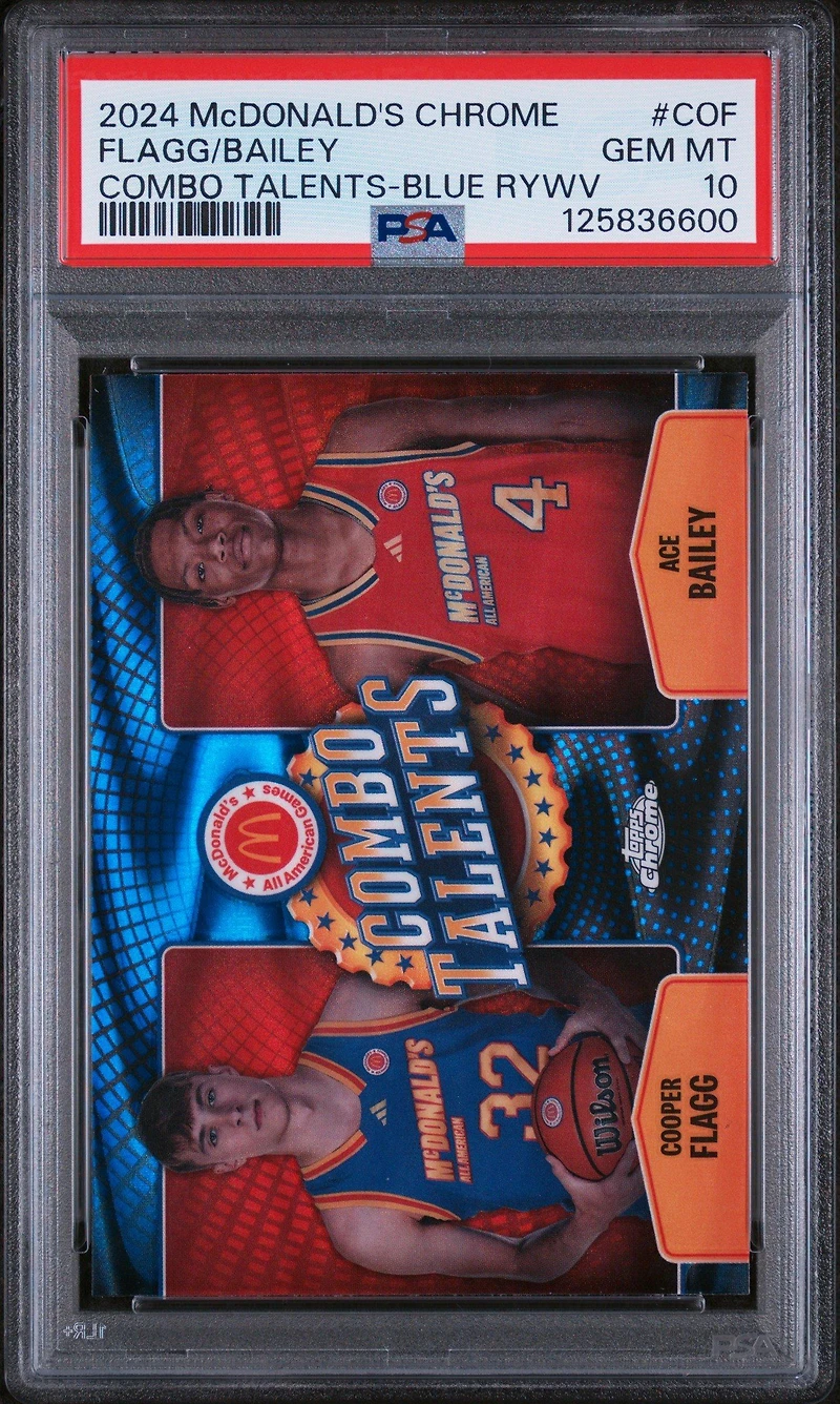 2024 Topps Chrome Mcdonald's All American Combo Talents Cof Ace Bailey/cooper Flagg Blue Raywave PSA 10