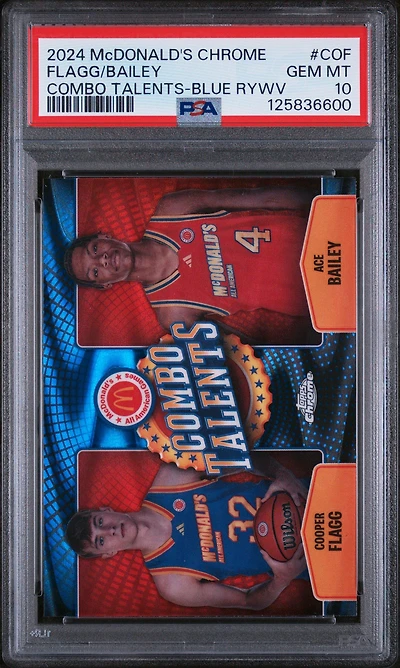 2024 Topps Chrome Mcdonald's All American Combo Talents Cof Ace Bailey/cooper Flagg Blue Raywave PSA 10