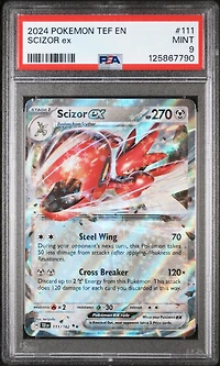 2024 Pokemon Tef En-temporal Forces 111 Scizor Ex PSA 9
