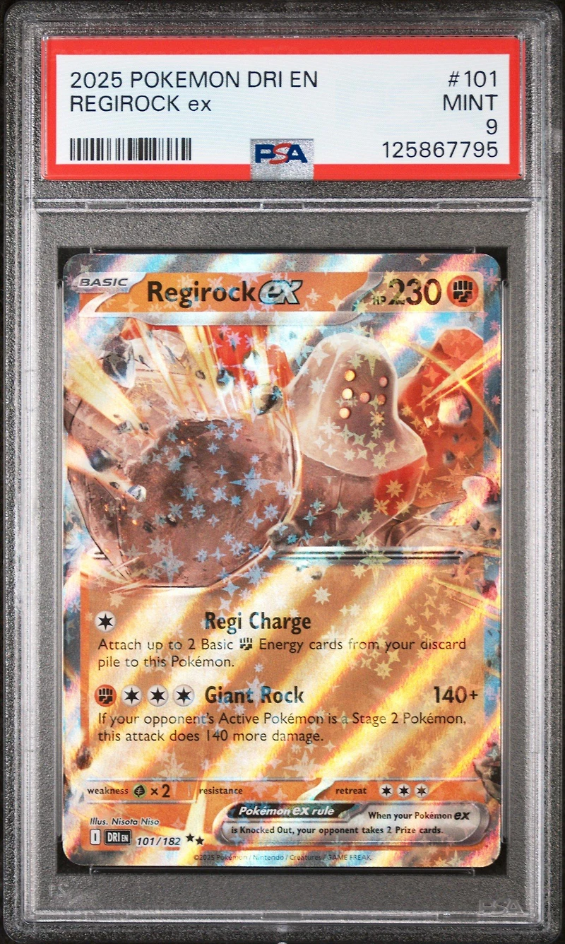 2025 Pokemon Dri En-destined Rivals 101 Regirock Ex PSA
