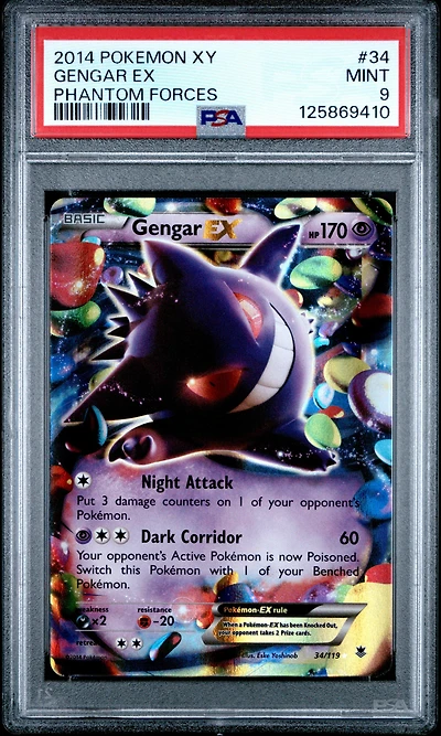2014 Pokemon Xy Phantom Forces 34 Gengar Ex PSA