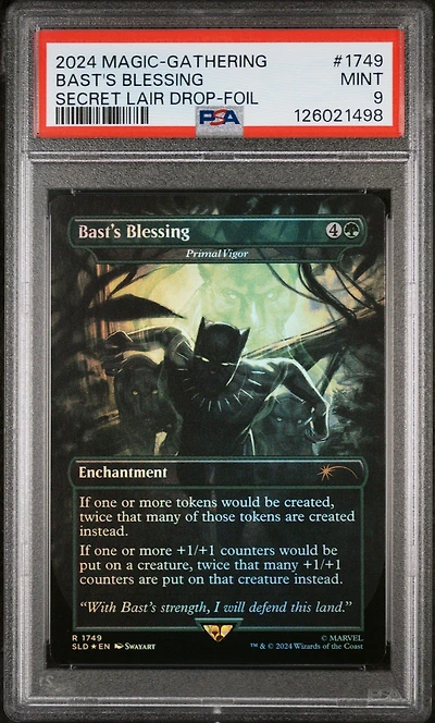 2024 Magic The Gathering Secret Lair Drop 1749 Bast's Blessing Foil PSA 9