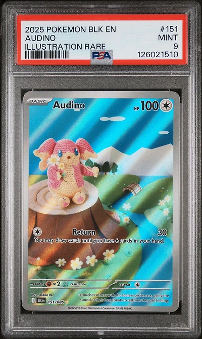 2025 Pokemon Blk En-black Bolt 151 Audino Illustration Rare PSA 9