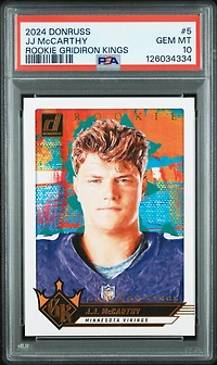 2024 Panini Donruss Rookie Gridiron Kings 5 Jj Mccarthy PSA 10