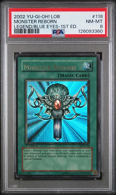 2002 Yu-gi-oh! Lob-legend Of Blue Eyes White Dragon 118 Monster Reborn 1st Edition PSA 8