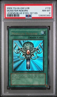2002 Yu-gi-oh! Lob-legend Of Blue Eyes White Dragon 118 Monster Reborn 1st Edition PSA 8