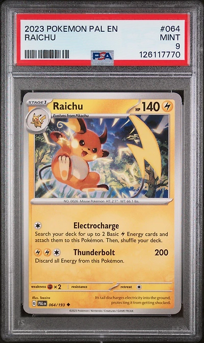 2023 Pokemon Pal En-paldea Evolved 064 Raichu PSA 9