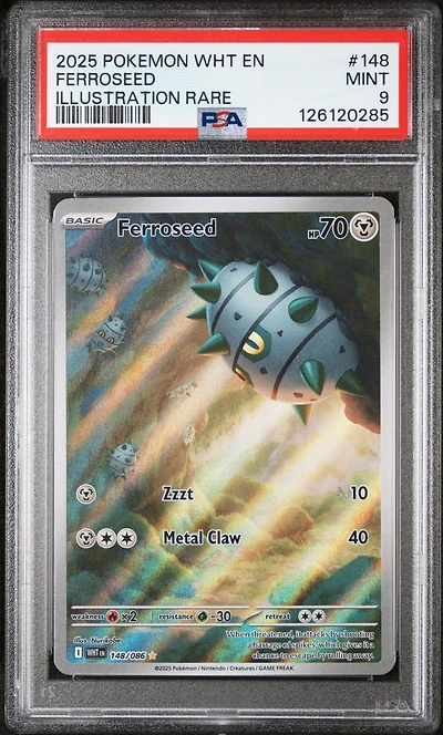 2025 Pokemon Wht En-white Flare 148 Ferroseed Illustration Rare PSA