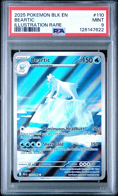 2025 Pokemon Blk En-black Bolt 110 Beartic Illustration Rare PSA 9