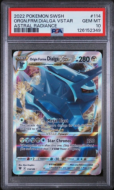 2022 Pokemon Sword & Shield Astral Radiance 114 Origin Forme Dialga Vstar PSA