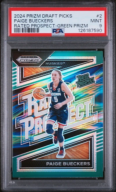 2024 Panini Prizm Draft Picks Rated Prospect 2 Paige Bueckers Green Prizm PSA 9