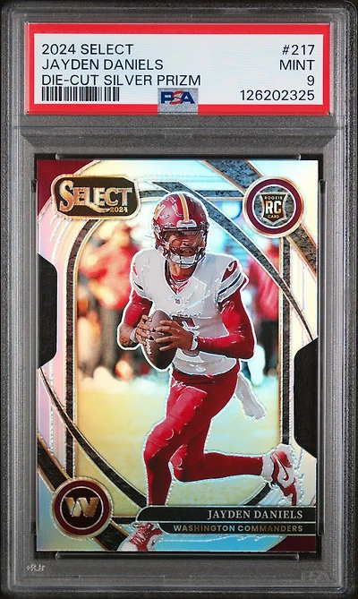 2024 Panini Select 217 Jayden Daniels Die-cut Silver Prizm PSA 9